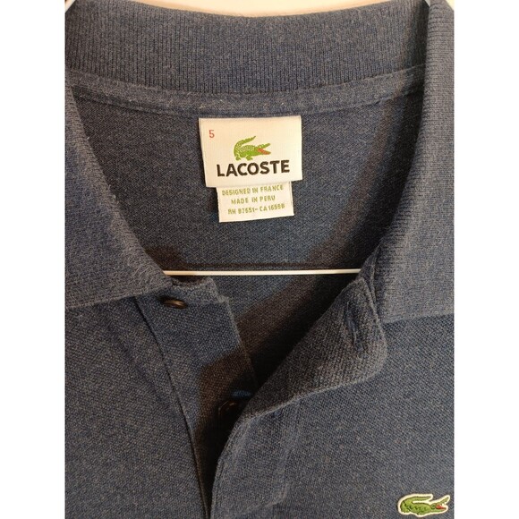 Lacoste Polo Shirt men's Short Sleeve Blue Size 5 (Usa-L) - Picture 2 of 8